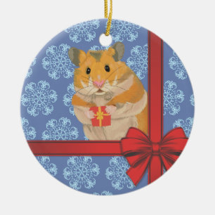 Ornamento De Cerâmica Hamster do Natal dos flocos de neve