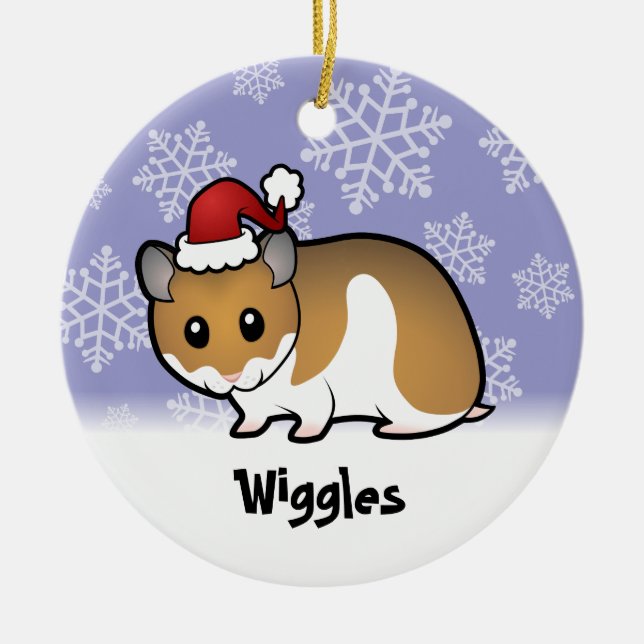 Ornamento De Cerâmica Hamster do sírio do Natal (Frente)