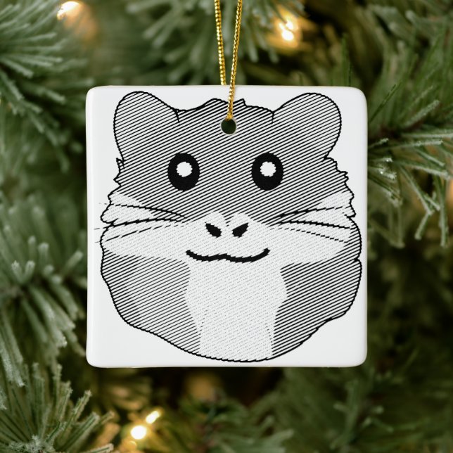 Ornamento De Cerâmica Hamster Minimalista Cheio (Árvore)