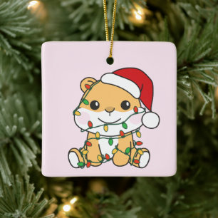 Ornamento De Cerâmica Hamsters de Natal de Hamster de Férias de Inverno