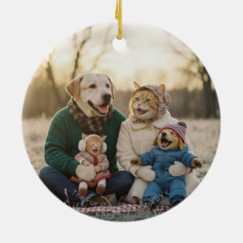 Ornamento De Cerâmica Hand Drawn Winter Berries Wreath Photo