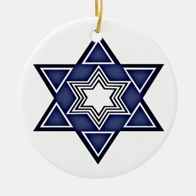Ornamento De Cerâmica Hannukkah Star de David (Frente)