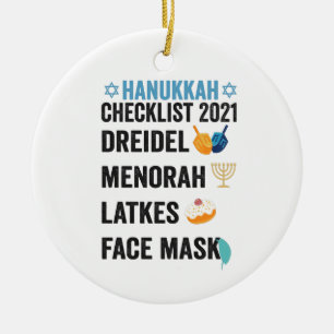 Ornamento De Cerâmica Hanukkah 2021 Checklist Dreidel Menorah Máscara