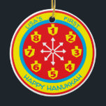 Ornamento De Cerâmica Hanukkah Chanukah COLORFUL 8 NIGES LOUCOS<br><div class="desc">Ornamento do Círculo "COLORIDO 8 NOITES LOUCAS" de Hanukkah. (2 lado) Personalizar apagando o texto na parte frontal e traseira do ornamento. Depois, usando a cor, o tamanho e o estilo da fonte favorita, digite suas próprias palavras. A cor de fundo pode ser alterada escolhendo uma cor diferente das amostras...</div>
