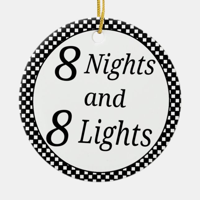Ornamento De Cerâmica Hanukkah Checkered (Frente)