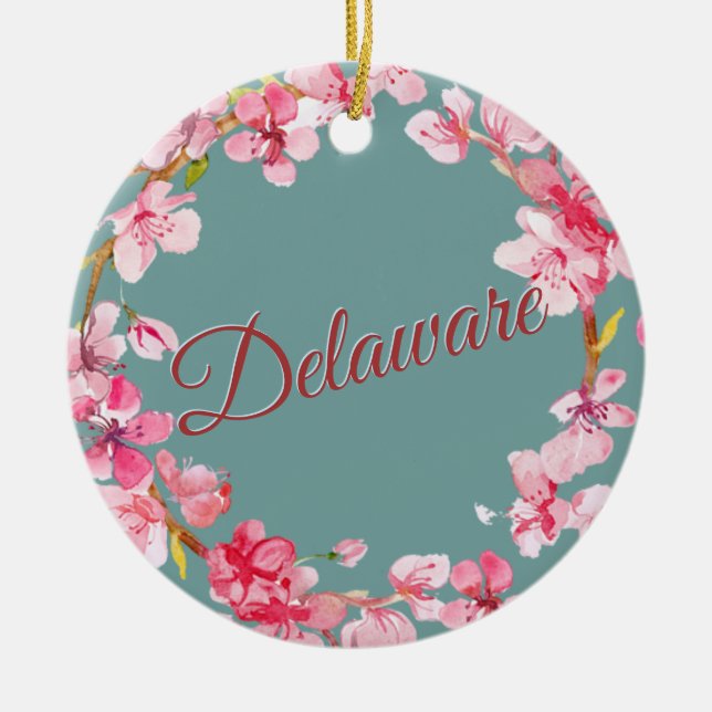 Ornamento De Cerâmica Hanukkah de Delaware (Frente)
