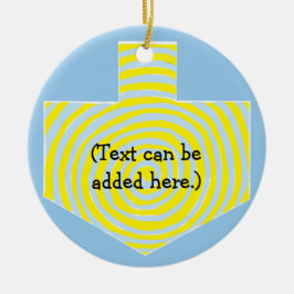 Ornamento De Cerâmica Hanukkah Dreidel/Blue/Yellow Circle Ornament