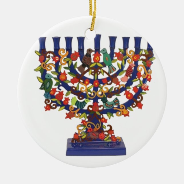 ORNAMENTO DE CERÂMICA HANUKKAH FELIZ (Frente)