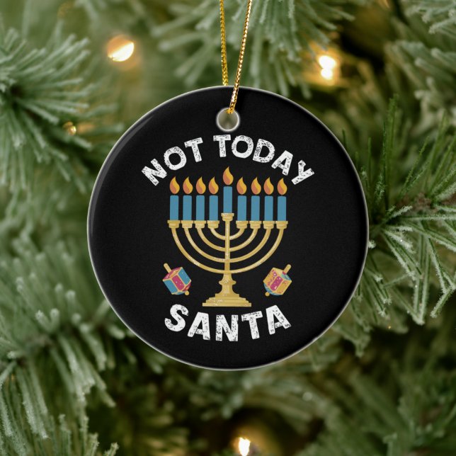 Ornamento De Cerâmica Hanukkah Hoje Não Papai noel o judeu Chanukah (Árvore)
