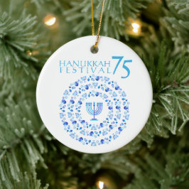 Ornamento De Cerâmica Hanukkah Lights Festival Aniversário do 75º Magnet