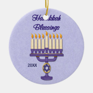Ornamento De Cerâmica Hanukkah Menorah Benessings