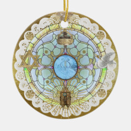 Ornamento De Cerâmica Hanukkah Sanctuary Window Ceramic Ornament