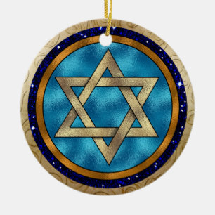 Ornamento De Cerâmica Hanukkah Star de David Ornament