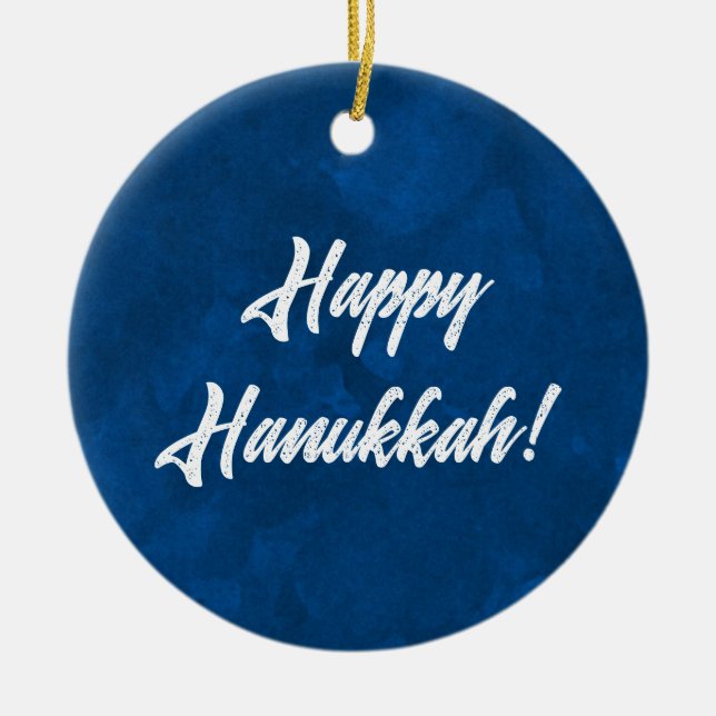 Ornamento De Cerâmica Hanukkah Watercolor (Frente)