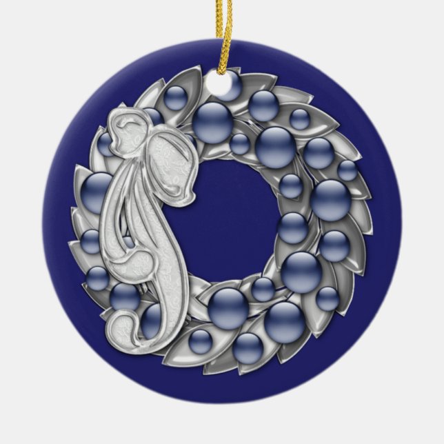 Ornamento De Cerâmica Hanukkah Wreath (Frente)