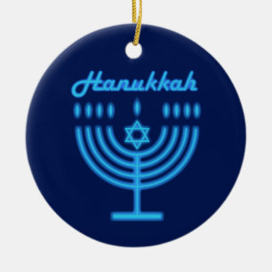 Ornamento De Cerâmica Hanukkiah Feliz Hanukkah Feriado Judeu Menorah