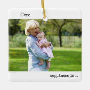 Ornamento De Cerâmica Happiness is Being a Grandma 2 Photo Minimalist