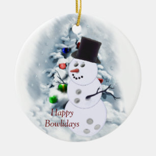 Ornamento De Cerâmica Happy Bowlidays Snowman