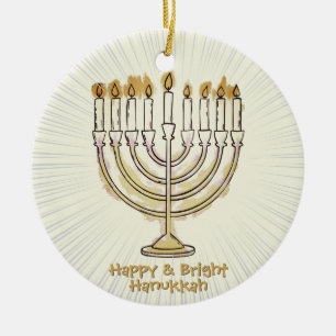 Ornamento De Cerâmica Happy & Bright Hanukkah Lovely