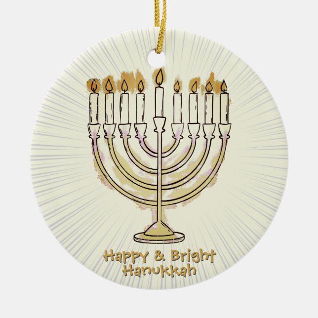 Ornamento De Cerâmica Happy & Bright Hanukkah Lovely (Frente)