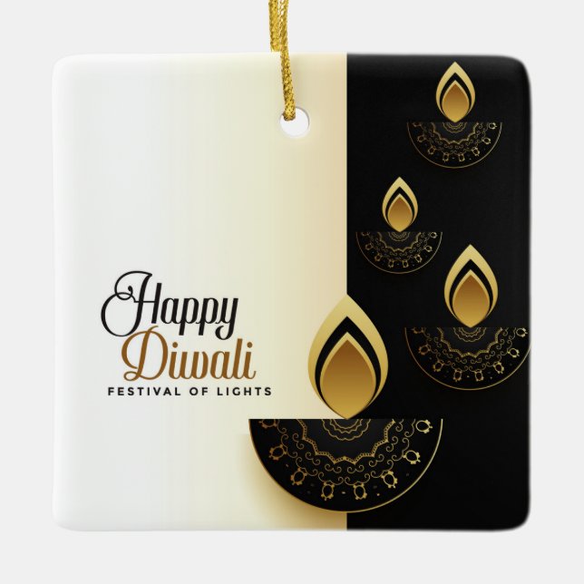 Ornamento De Cerâmica Happy Diwali (Frente)