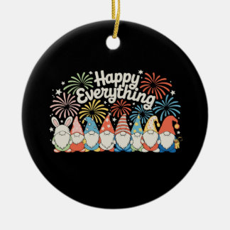 Ornamento De Cerâmica Happy Everything Gnomes All Year Every Holiday