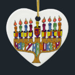 Ornamento De Cerâmica Happy Hanukkah Dreidels Menorah<br><div class="desc">Você está vendo a coleção de Design Lee Hiller. Roupa,  Ofertas e Coleções Lee Hiller Fotografia ou Coleção de Arte Digital. Você pode ver sua fotografia da Nature em http://HikeOurPlanet.com/ e seguir seu blog de caminhada no Hot Primavera National Park.</div>