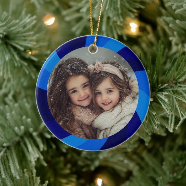 Ornamento De Cerâmica HAPPY HANUKKAH Modern Swirl Star Custom PHOTO (Árvore)