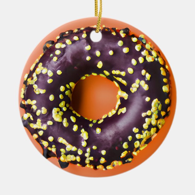 Ornamento De Cerâmica Happy Holi-Glaze | Rosquinha engraçada Pun Natal (Frente)