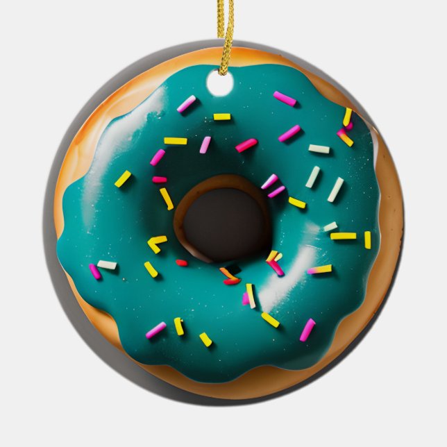 Ornamento De Cerâmica Happy Holi-Glaze | Rosquinha engraçada Pun Natal (Frente)