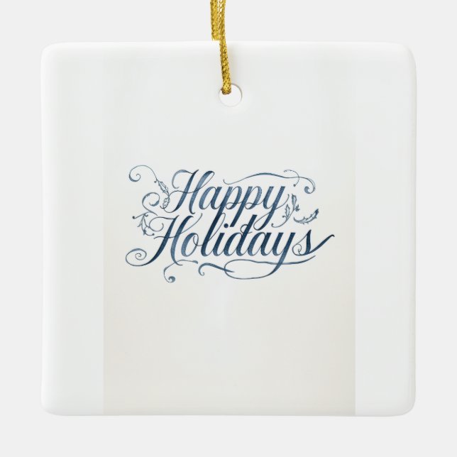 Ornamento De Cerâmica Happy Holidays Merry Christmas Family New Year (Frente)