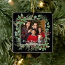 Happy Holidays Photo Wreath Greenery 