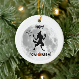 Ornamento De Cerâmica Happy Howl-o-between Werewolf Ornament