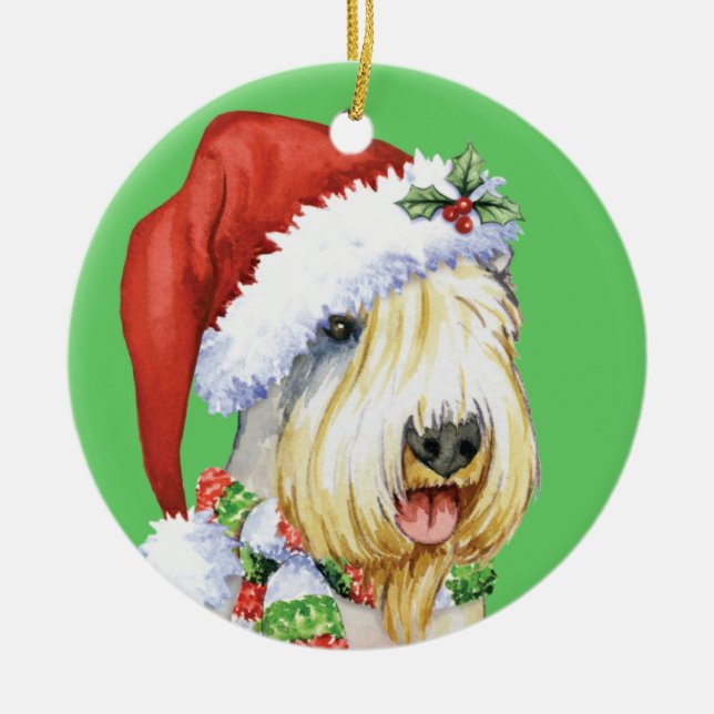 Ornamento De Cerâmica Happy Howlidays Sealyham Terrier (Frente)