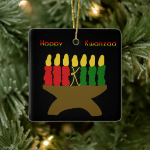 Ornamento De Cerâmica Happy Kwanzaa Kinara