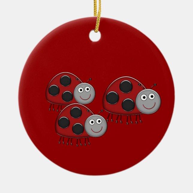 Ornamento De Cerâmica Happy Ladybug Ornament (Frente)