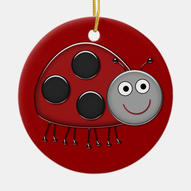 Ornamento De Cerâmica Happy Ladybug Ornament (Frente)