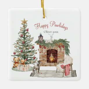 Ornamento De Cerâmica Happy Pawlidays Dog Design - Staffordshire Terrier