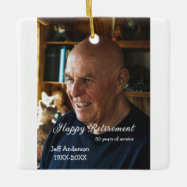 Ornamento De Cerâmica Happy retirement add name photo years of service r