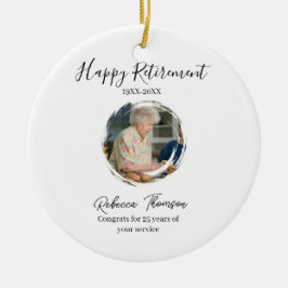 Ornamento De Cerâmica Happy retirement year name circle photo retired