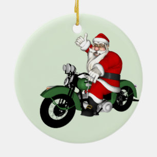 Ornamento De Cerâmica Happy Santa Claus Biker