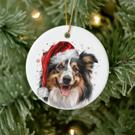 Ornamento De Cerâmica Happy Sheltie Dog Christmas Personalized