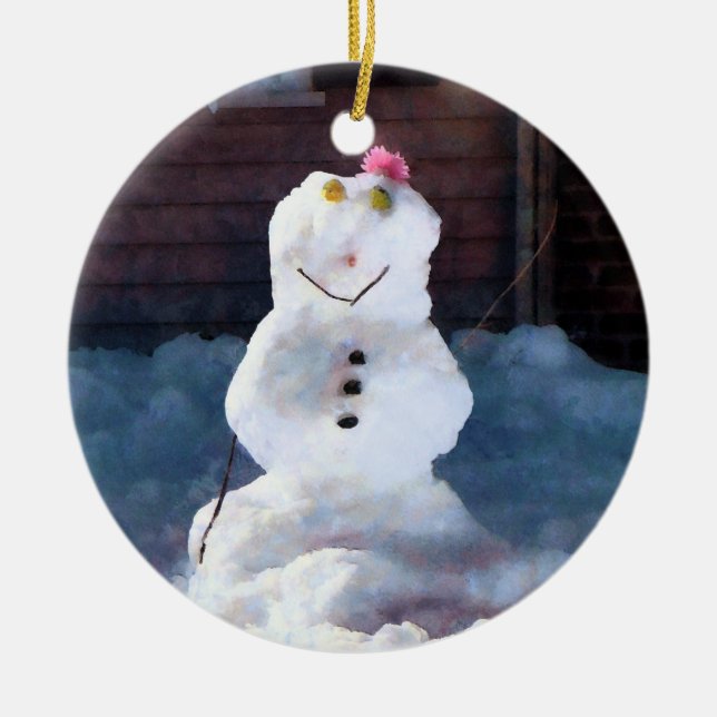 Ornamento De Cerâmica Happy Snowman (Frente)