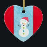 Ornamento De Cerâmica Happy Snowman com o meu amor ao texto editável<br><div class="desc">Personalize este Enfeites de natal no verso com qualquer nome ou texto.</div>