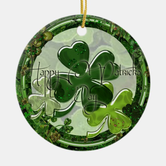 Ornamento De Cerâmica Happy St. Patrick's Day Photo (Frente)