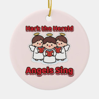 Ornamento De Cerâmica Hark the Herald Angels Sing Anjos de Natal Fofos