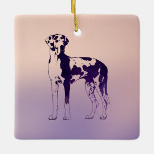 Ornamento De Cerâmica Harlequin great dane