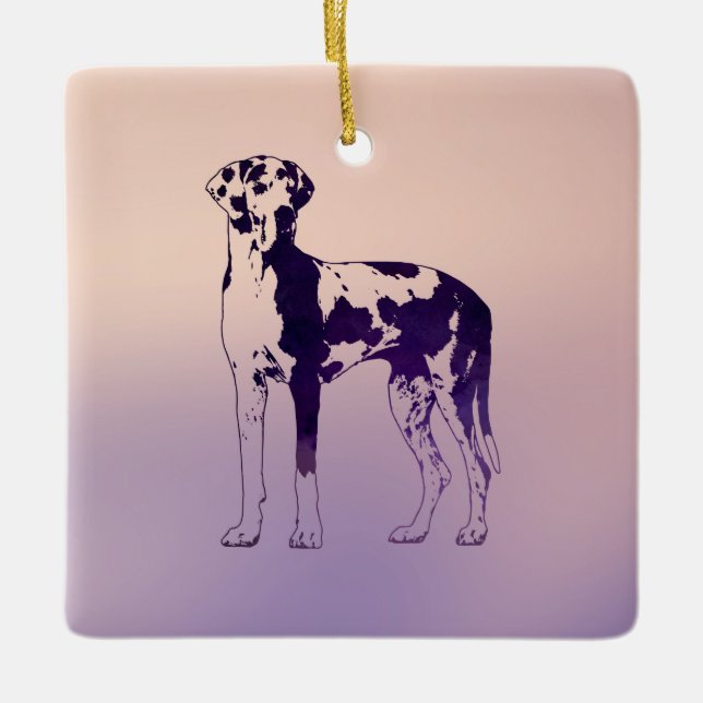 Ornamento De Cerâmica Harlequin great dane (Frente)