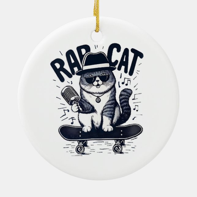 Ornamento De Cerâmica Harmonia do Rap Cat (Traseira)