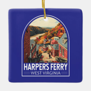 Ornamento De Cerâmica Harpers Ferry West Virginia Viagem Art Vintage